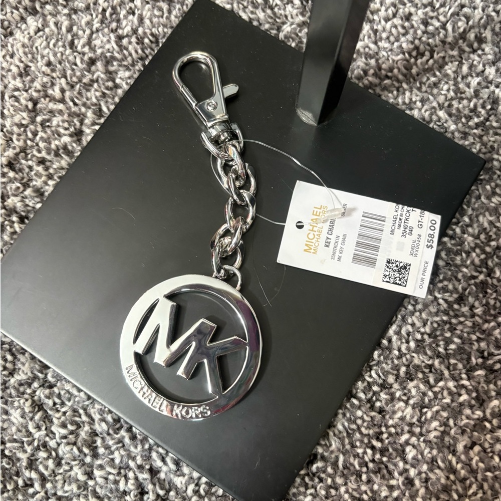 Michael Tors Silver Logo Keychain/bag charm